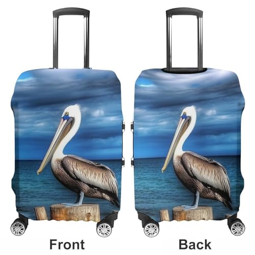 Pelican Bird Blue Sea Sky Luggage Cover Personalization Suitcase Covers Protector Elastic Washable Baggage Cover Anti-Scratch For Traveling, Aircraft Consignment XL3