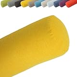 VEAI Nackenrolle Leinen Nackenkissen mit abnehmbarem Bezug – Rundes Nackenstützkissen für Reisen, Auto, Flugzeug und Zuhause | Perfekt zum Lesen, Entspannen und Schlafen(Gelb,D20cmxL78cm)