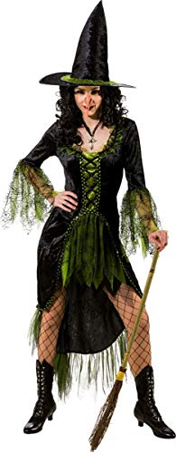 Orlob Fasching Halloween Damen Hexenkleid schwarz-grün mit Hut (38/40)