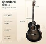 Donner 40 Inch Débutant Acoustic Guitar Cutaway Acustica Guitarra Bundle Kit avec prises en ligne gratuite Sac de leçon Tuner Capo Strap Mini Jumbo pour adulte Voyage Adolescent main droite noir brun DAJ-110CD