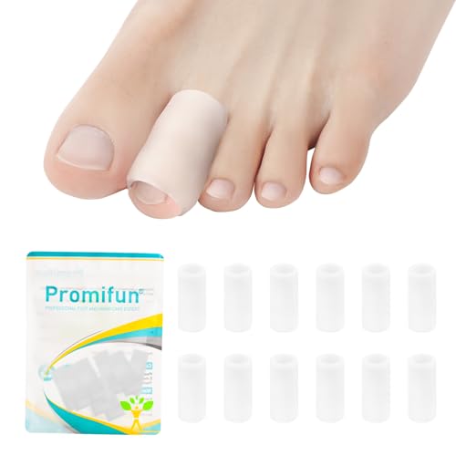 Image of Silicone Toe Protectors - 12 Pack Silicone Toe Sleeve for Hammer Toes, Corns, Calluses, Blisters - Soft Gel Toe Tube Pads for Pain Relief(Clear)