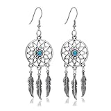 matenal: Legierung, copoer. Traumfänger Ohrringe Türkis-Ohrringe