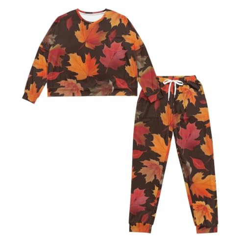 Image of Women's Pajamas Set Soft 2 Piece Loungewear Long Sleeve Pj Set Matching Sleepwear with Pockets for Women Plus Size