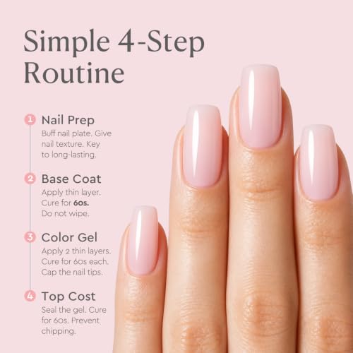Image of AZUREBEAUTY 18ML Milky Pink Jelly Sheer Natural Gel Nail Polish | Jelly Pink Natural Translucent Soak Off UV /LED Gel Polish for French Tips, High Gloss Nail Art Gel for DIY Manicure Salon Use