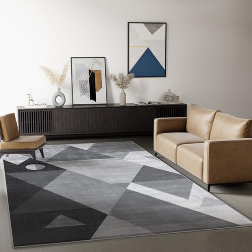 HOMFINE Gris Alfombra Salon Modernas 80x150 cm (Esponja Espesa) Grande Alfombras Lavable en Lavadora Pelo Corto Antideslizante Rug Carpet Tapete Sala para Habitacion Comedor Dormitorio Cocina - imagen 8