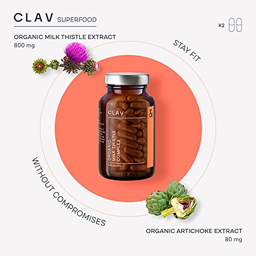 CLAV Organic Milk Thistle & Artichoke Extract Complex -Rich in Silymarin & Bitters - Liver Support + Detox Supplement - 120 Capsules (60 Days Supply) - Vegan - Made in Germany - Image 4