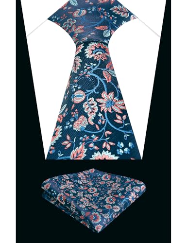 Image of Alizeal Mens 3.15inches Leaf Flower Pattern Tie Set