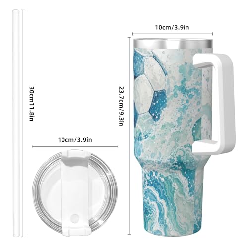 Vaso aislado Ocean Wave Soccer de 40 oz con asa y tapa 6