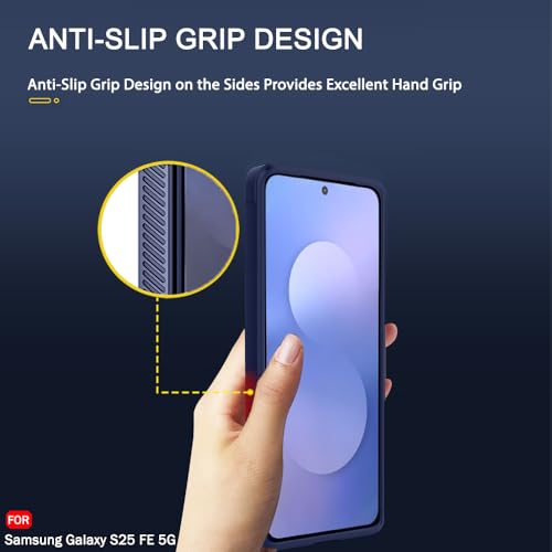 Image of TheGiftKart Liquid Silicon Back Cover Case for Samsung Galaxy S25 FE 5G | Shockproof Military Grade Protection | Micro-Fibre Cloth On Inner Side | Built-in Anti-Slip Grip Back Cover Case (TPU, Blue)