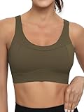 RUNNING GIRL High Impact Sports Bras for Women,Racerback Running Bra Workout Crop Tank Tops Longline Sports Bra Push up(WX2667 Oak Brown L)