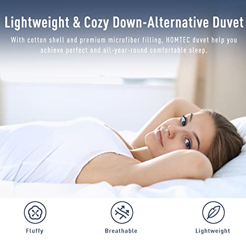 Homtec QCDI Duvet Insert Cotton Comforter Queen Size White Down Alternative Duvet Insert 100% Cotton Quilted Fluffy Comforter Lightweight All Season 4 Corner Tabs Durable Breathable Noiseless thumb #6
