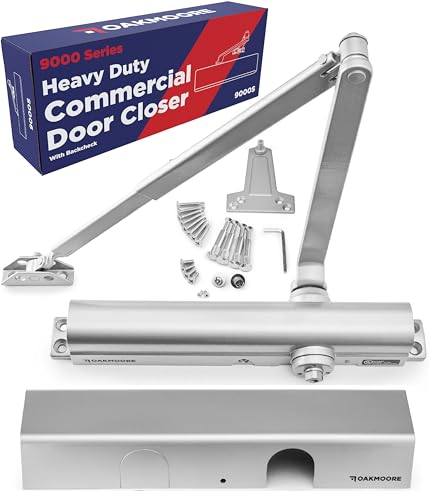 Heavy Duty Commercial Door Closer, ADA UL Grade 1 Listed Automatic Self Closing Door Hinges, Door Closers Commercial High Traffic, Auto Door Closer, Hydraulic Spring Soft Close (Silver)