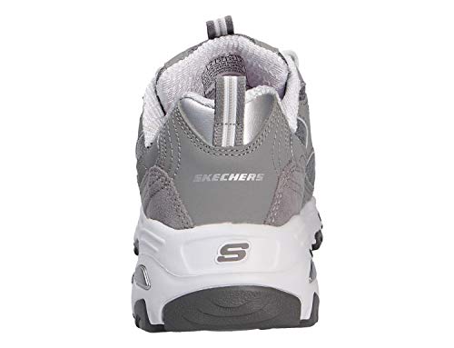 Skechers Women's D'Lites-Me Time Lace Up Fashion Sneakers, Grey/White, 84