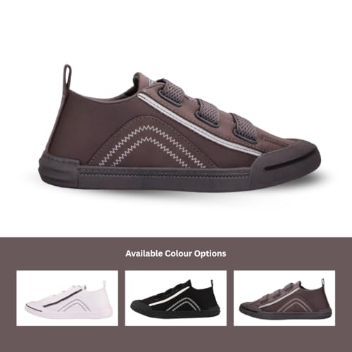 Image of Men's Black Canvas Sneakers - Stylish Casual Shoes with Non Tie Elastic Laces | 7mm Memory Foam & EVA Insole | Lightweight & Comfortable Everyday Footwear (Sizes 6-10)