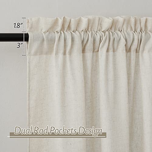 Ryb Home RYBUSCRP38SD2-5290C34 Linen Semi Sheer Curtains Flax Linen Blend Breathable Airy Window Drapes Soften Sunlight For Nursery, Hallway, Study, Home Office, Mansion, School, Hotel, W 52 X L 90 Inch, 2 Panels thumb #1