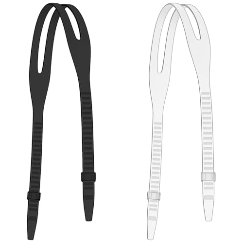 Xinjoduz 2 PCS Correa Universal de Repuesto para Máscara de Silicona, Negro Blanco, Bandas Ajustables para Adultos y Niños para Buceo, Natación, Snorkel miniatura 1