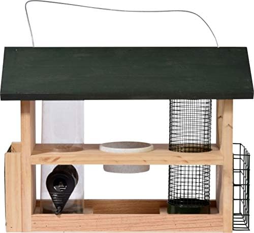 dobar 11518FSC – Columna de alimentación Grande (7 en 1, Madera, comedero para pájaros, comedero para pájaros, comedero para pájaros, comedero para Aves Silvestres, 39 x 19 x 29 cm), Color Verde