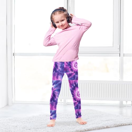 Boccsty Purple Pink Tie Dye Girls Leggings Kids Yoga Pants Dance Active Tights 4T4