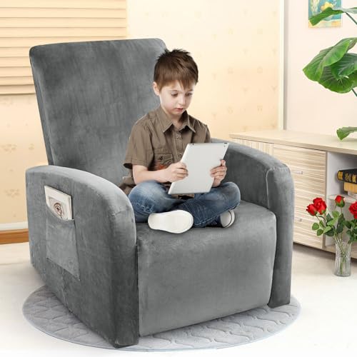 Image of ZNSAYOTX 2026 Velvet Small Recliner Cover 3-Piece, Luxury Plush Recliner Chair Covers with Elastic Band & Ties Stay in Place, Stretch Reclining Slipcover for Lazy Boy Soft Washable (Grey)