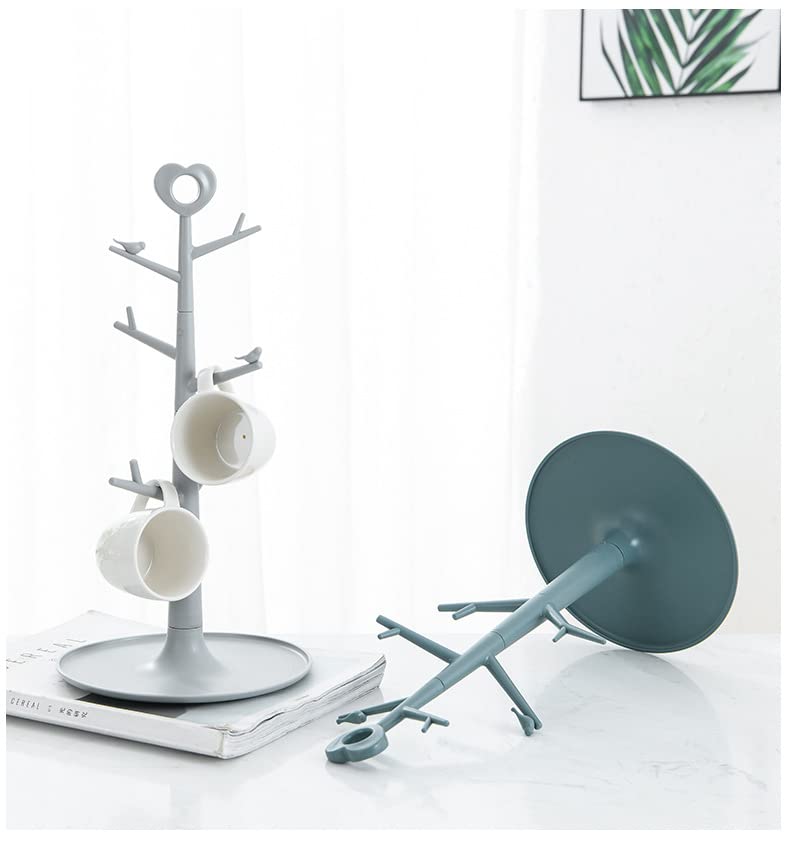 Mug Holder Tree - Removable Organizer Rack Stand With Hooks for Countertop Home Storage (Grey) - Image 3