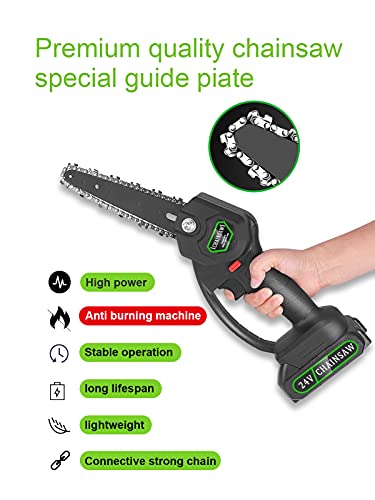 Pokzon Elektro Kettensäge 24V 6-Zoll-Akku-Kettensäge, 2AH-Akku und Ladegerät im Lieferumfang enthalten,2021 Verbesserte… – Bild 3
