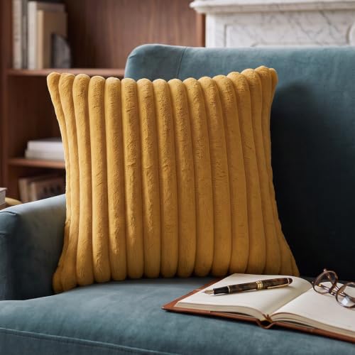 Image of Wakefit Designer Cushion Cover | 16x16 inch | Super Soft Durable Fabric | Machine Washable | Pack of 1 | Aura Mustard