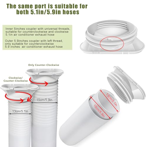 Portable Air Conditioner Window Kit,2-in-1 Universal Window Seal for 5.1\"/5.9\" Exhaust Hose and Tumble Dryer,Mobile A/C Window Vent Seal Kit with 4 Adjustable Seal Plate - Thumbnail 3