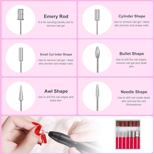 GOODIEBOX Electric Nail Drill Machine Nail File Drill Set Kit for Acrylic Nails, Gel Nail, Nail Art Polisher Sets Glazing Nail Drill Fast Manicure. - Image 3