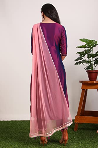 Image of Purple Art Slik Kurta Set