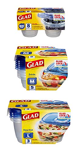 Glad Variety Pack Food Storage, Jumbo Variety-56, 105 Entree Containers, 56 Count