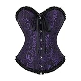 Frawirshau Purple Renaissance Corset for Women - Burlesque Top - Vampire Costume - 3XL