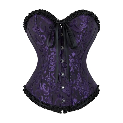 frawirshau Womens Renaissance Corset Top lace up Corset Costume for Renaissance Fair Halloween Pirate Gothic Vintage Cosplay Black Purple S