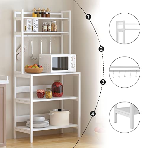 SogesHome Scaffale da cucina verticale a 5 livelli Scaffale Baker's Shelf per microonde con 8 ganci per stoviglie Scaffale verticale in legno e acciaio, 80 x 40 cm - immagine 4