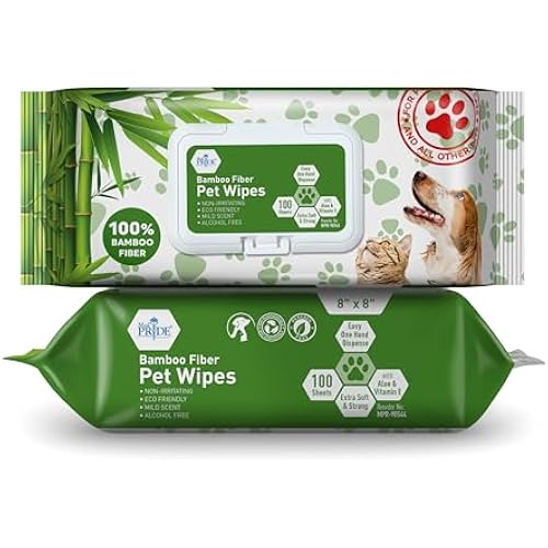 MED PRIDE Bamboo Fiber Dog Wipes 8x8 in,Aloe Vera & Vitamin E,100 Count