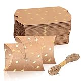 100 Pieces 2.36x3.5x0.98 inch Small Gift Pillow Boxes for Gifts Kraft New Year Gift Box Christmas Pillow Boxes Pillow Gift Boxes with Jute String for Wedding New year Present and Birthday Party Favor