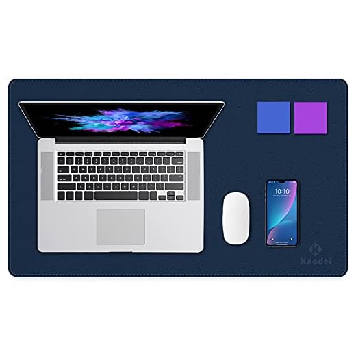 Knodel Dual-Sided Desk Mat, New Design Desk Pad, Upgrade Sewing PU Leather Desk Blotter Protector, Mouse Pad, Writing Mat for Office and Home (23.6" x 13.8", Dark Blue)
