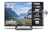 Cello CTRAV-22TZF TV Smart LED 22" 12V con DVD, Tizen OS de Samsung, Gaming Hub, Altavoces Pitch, Bluetooth, Triple Sintonizador, Ideal para autocaravanas y Camping