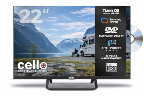 Cello CTRAV-22TZF 22\" Smart LED 12V Traveller TV/DVD mit Tizen OS von Samsung, Pitch Perfect Lautsprecher, Gaming Hub, Bluetooth, idealer TV für Wohnmobile, Triple-Tuner Cello CTRAV-22TZF 22\" Smart LED 12V Traveller TV/DVD mit Tizen OS von Samsung, Pitch Perfect Lautsprecher, Gaming Hub, Bluetooth, idealer TV für Wohnmobile, Triple-Tuner