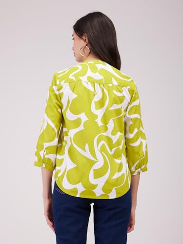 Image of FableStreet Women Formal & Casual Top | V-Neckline with Gathered Back Detail & Three-Quarter Sleeves | Premium Satin Fabric for Office Wear & Sophisticated Outings