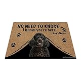 Ganshan Bi Personalized Door Mat with Funny Dog Poodle Welcome Floor Mat No Need to Knock I Know You're Here Gift for Dog Lover 23.6