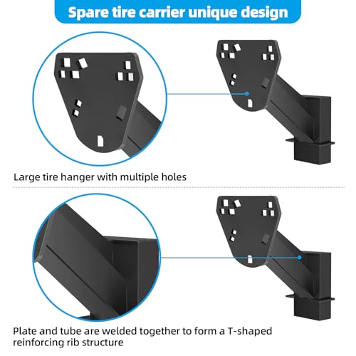 Lusheer Stake Pocket Spare Tire Carrier Mount,Trailer Spare Tire Mount,Fits Most 4 & 5 & 6 & 8 Lugs Wheels on 4\",4.25\", 4.5\'\', 4.75\'\', 5\", 5.5\",6\" or 6.5\" Bolt Patterns,Heavy Duty Powder Coat