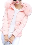 YMING Women’s Casual Down Jacket Warm Outwear With Faux Fur Hood Colorful Pk XS