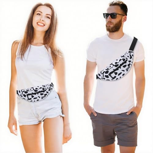 Image of MAXTOP Cow Print Crossbody Bags for Women Cute Fanny Pack with 4-Zipper Pockets for Enjoy Music Concert Hiking Running Cycling Traveling Hands-Free Waist Pack Fits All Phones