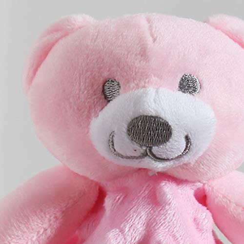 Image of CREVENT Baby Comforting Security Blanket Lovey for Newborn Baby Girls Infants, Minky Dot Front + Sherpa Backing with Animal Face (Pink Bear)
