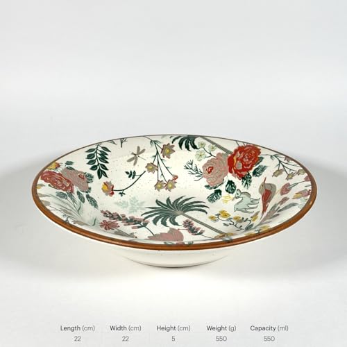 Image of SNS Palm Jumeirah Pasta Serving Bowl | Premium Salad, Soup & Snacks Bowl | Semi-Matt Finish Dinnerware for Oats Pasta Fruits & Desserts | Tableware for Gifting (Palm Jumeirah Pasta Bowl, 1 Piece)