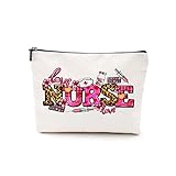 DJHUNG Funny Love Nurse Makeup Bag Nurse Accessories for Work Nurse Gifts for Women Nursing Bag for Women Female Her Wife Mom Graduation Birthday Thank You Retirement Gifts Pink Leopard Medicine