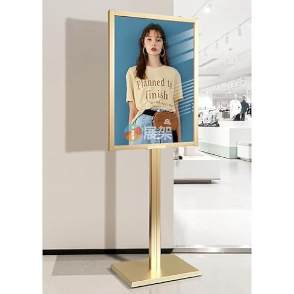 Posterstandaard Vloerstaande bordhouder Aluminium bordstandaard met robuuste basis, Display Notice Menu Stand voor weergave van bruiloft/zakelijke activiteiten C
