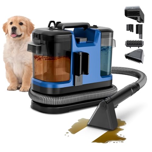 Vaconly Portable Spot Cleaner Machine for Carpet and Upholstery - 18Kpa Carpet Cleaner with Dual BrushHeads, Easy Move, Cleaning Machine for Furniture, Couch, Stairs, Car and Pet Stain, Blue