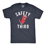 Mens Safety Third T Shirt Funny Fourth of July Fireworks Dangerous Joke Tee for Guys Funny T Shirts Patriotic Apparel for Men Cool Sarcastic Short Sleeve Navy - M