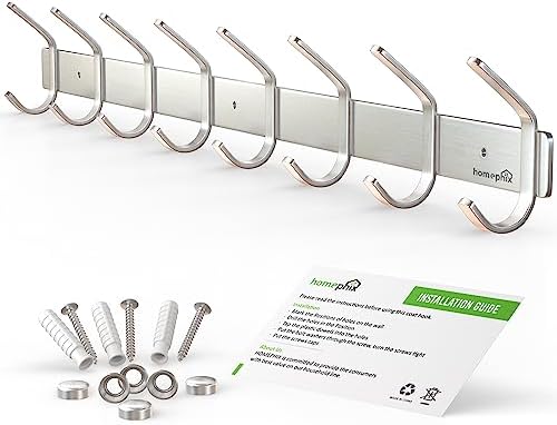 Homephix Coat Hooks for Wall - Stainless Steel Wall Hooks - Multipurpose Heavy Duty Coat Hooks Wall Mounted - Wall Hanger and Clothes Hooks with Fittings Included